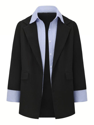 Blazer finto a due pezzi con revers a righe nero anni '50