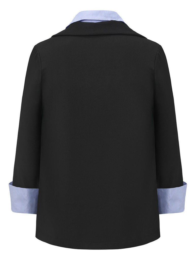 Blazer finto a due pezzi con revers a righe nero anni '50