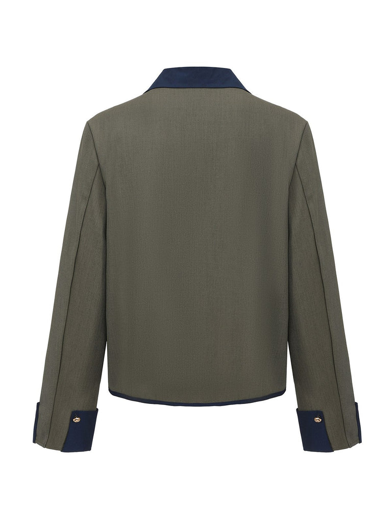 Giacca da abito color block con risvolto verde anni '50