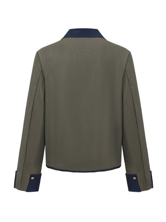 Giacca da abito color block con risvolto verde anni '50