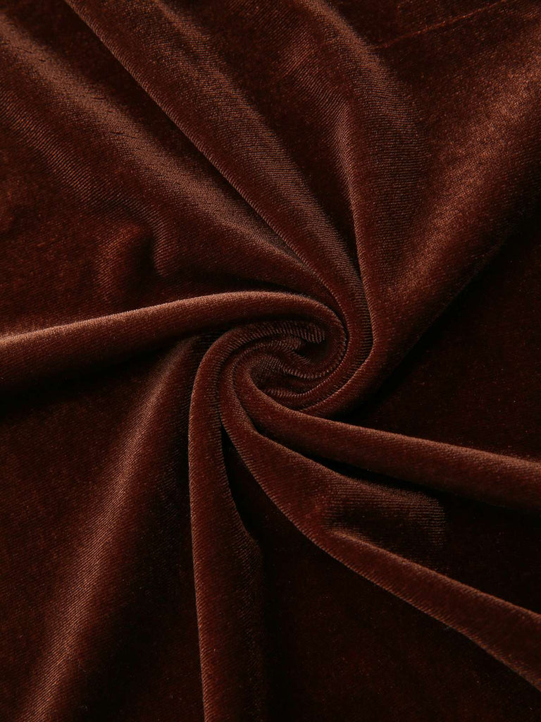 Abito in velluto patchwork di pizzo marrone anni '40