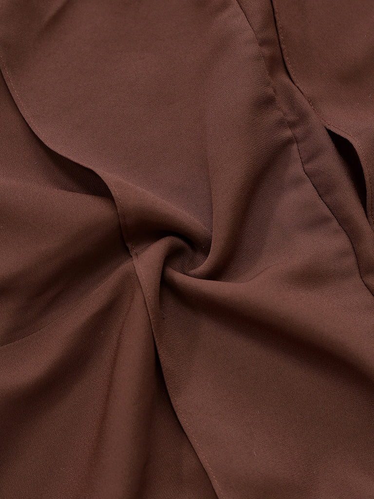 Abito con fiocco e cintura in vita marrone anni '20