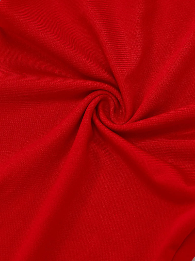 Completo con abito con orlo in peluche da elfo di Natale rosa anni '50