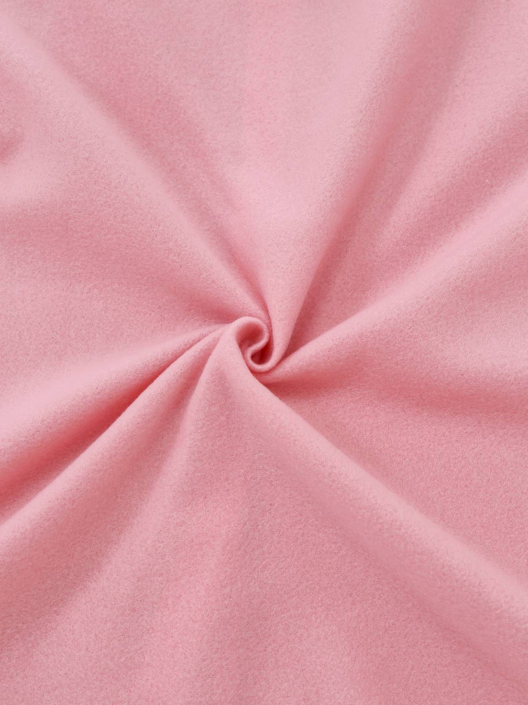 Completo con abito con orlo in peluche da elfo di Natale rosa anni '50