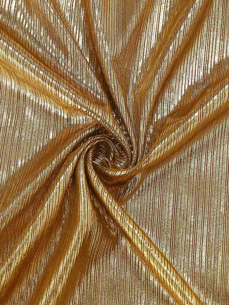 Abito con maniche a pipistrello e vita arricciata in lamina oro anni '70