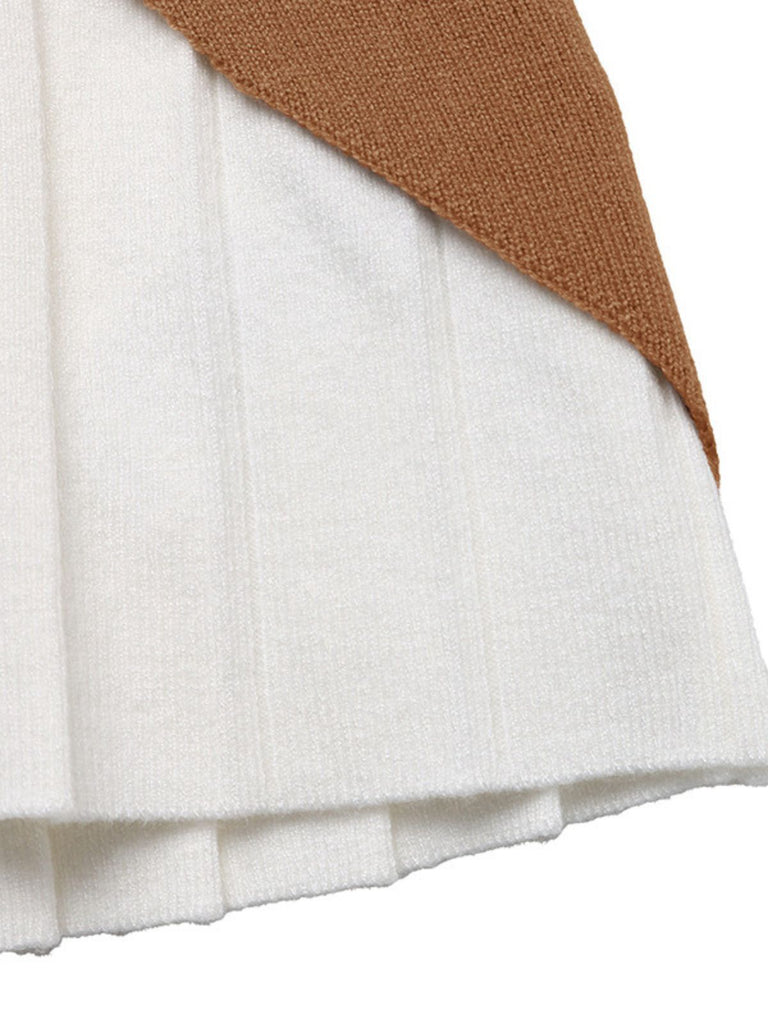 Maglia patchwork con bottoni irregolari marrone anni '70