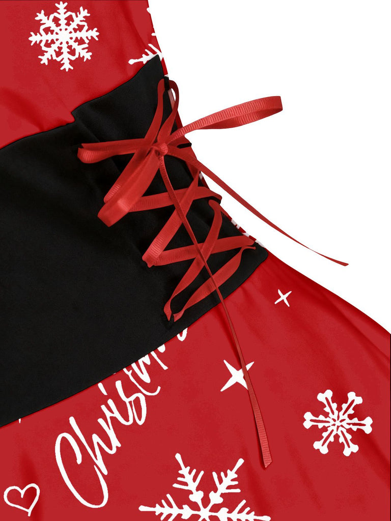 Abito natalizio a quadri in pelliccia con orlo asimmetrico anni '50