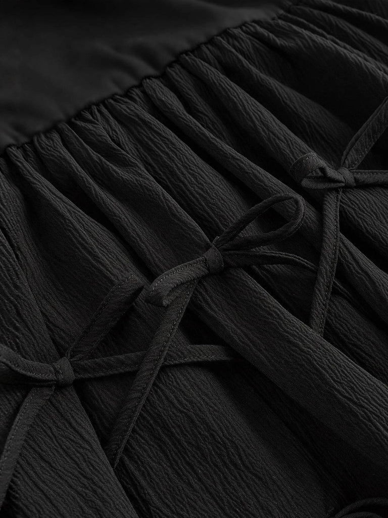 Abito a palloncino con fiocco 3D nero anni '70