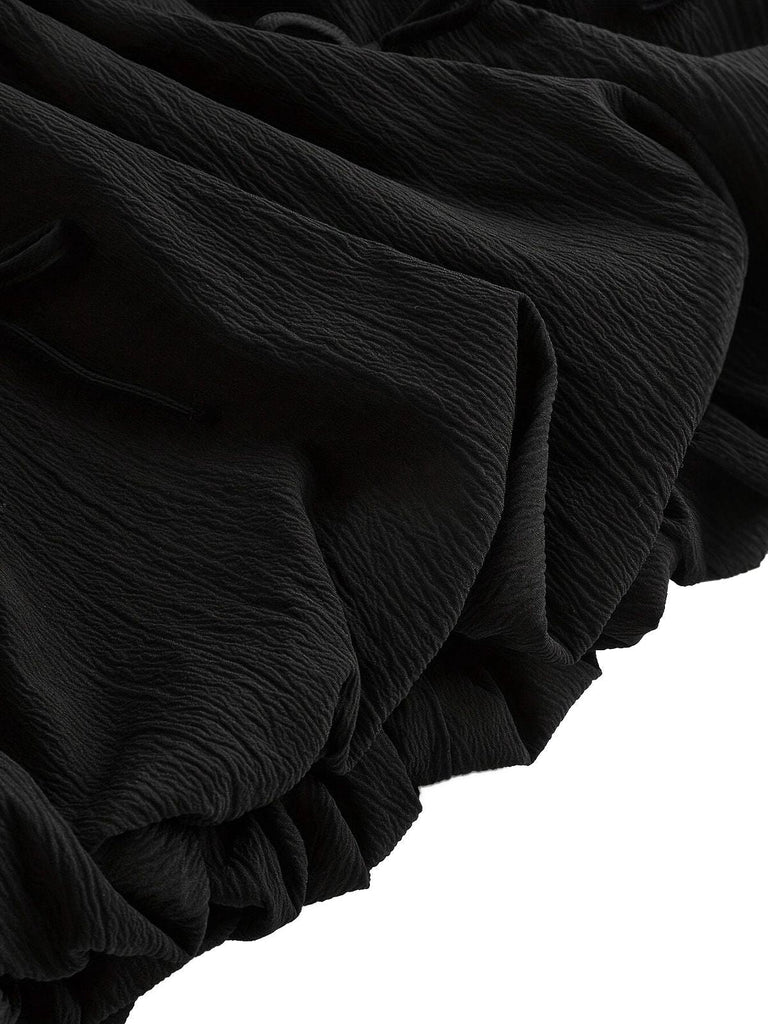 Abito a palloncino con fiocco 3D nero anni '70