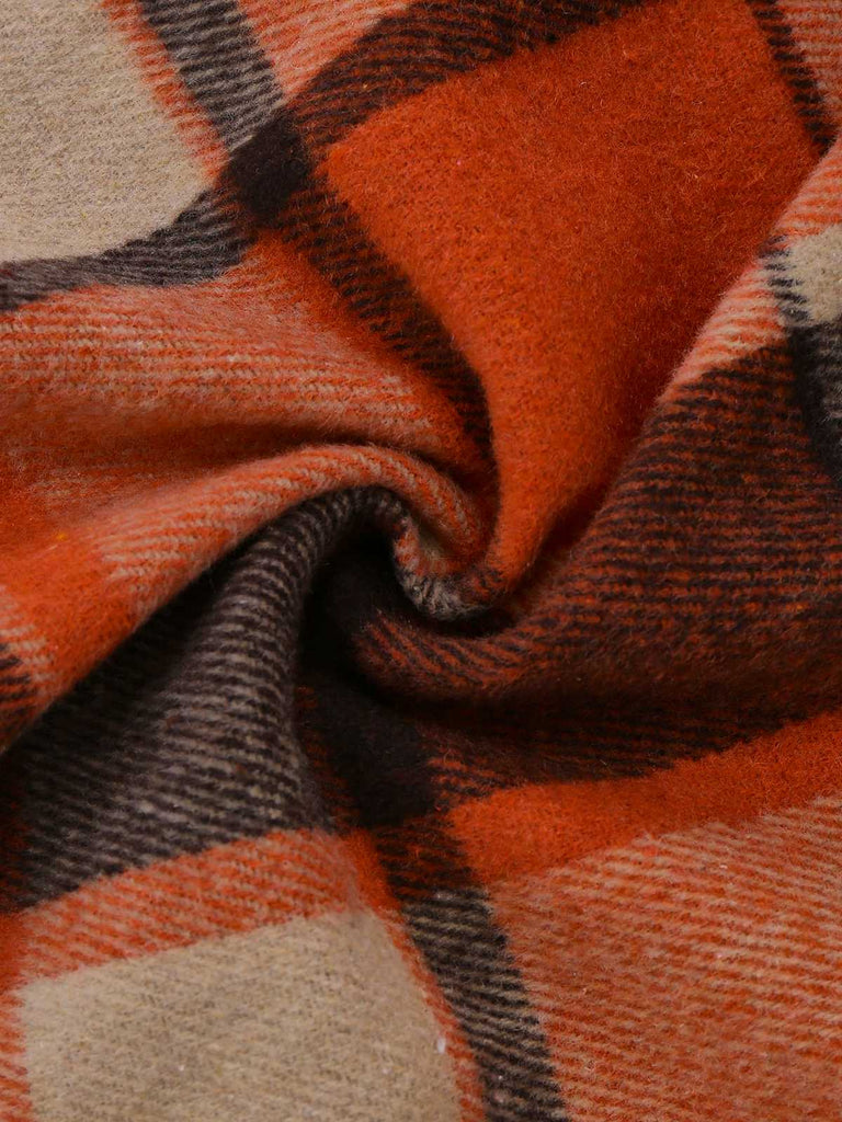 Giacca a quadri con risvolto alto e basso arancione anni '50