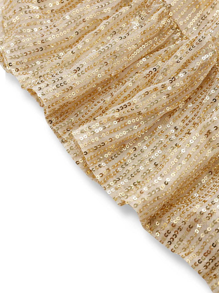 Abito con scollo a V e paillettes e orlo arricciato anni '30