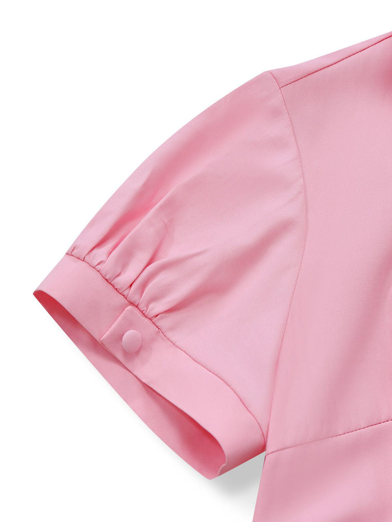 [Prevendita] Tuta lunga con colletto a fiocco rosa e grigio anni '30