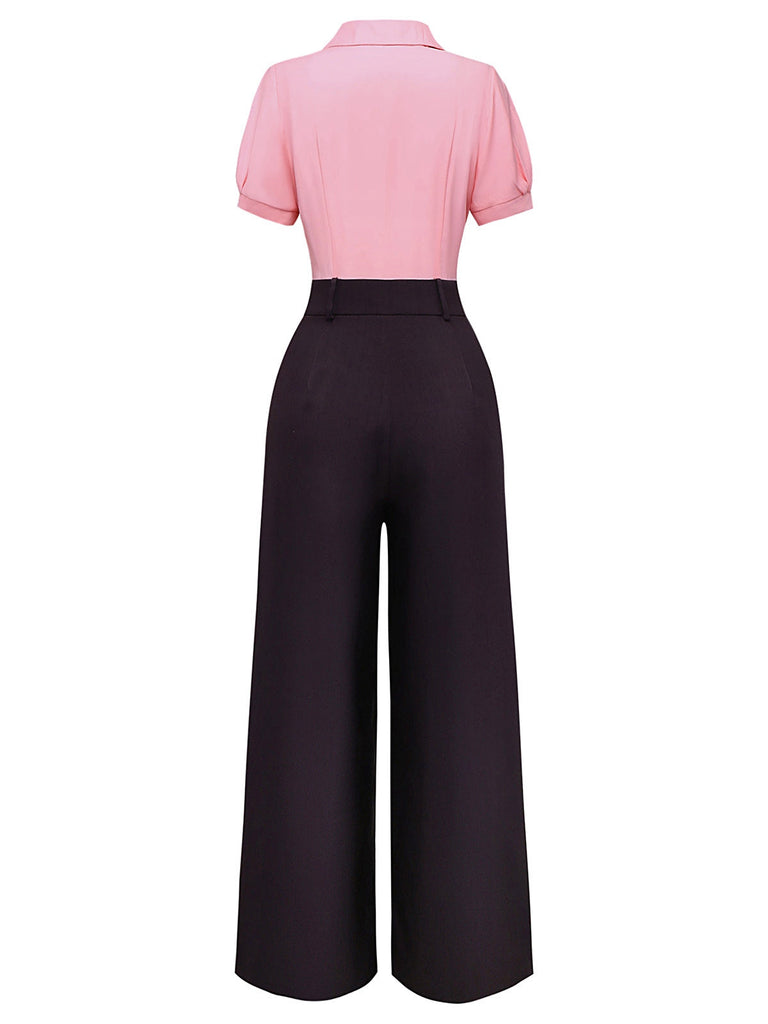 [Prevendita] Tuta lunga con colletto a fiocco rosa e grigio anni '30