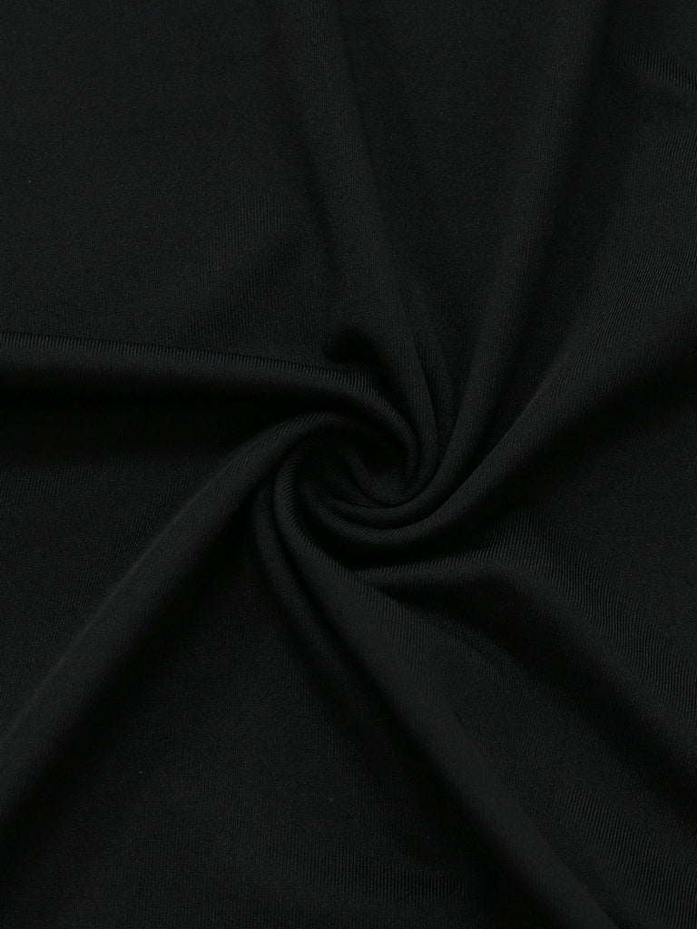 2PCS Top a collo alto e gonna floreale nero anni '30