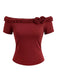 [Prevendita] 2PCS Top in maglia rose arricciate e gonna a pois rosso anni '50
