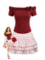 [Prevendita] 2PCS Top in maglia rose arricciate e gonna a pois rosso anni '50