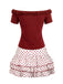 [Prevendita] 2PCS Top in maglia rose arricciate e gonna a pois rosso anni '50