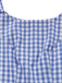 Abito a quadri Gingham con spalline annodate blu anni '60