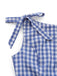 Abito a quadri Gingham con spalline annodate blu anni '60