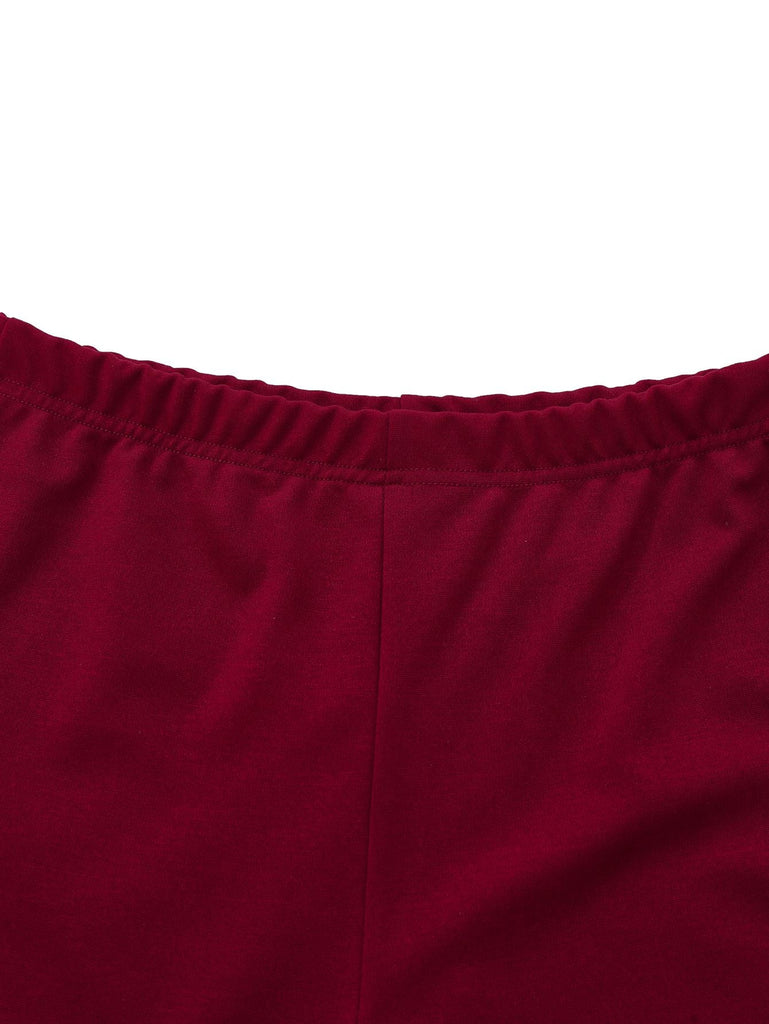 2PCS Gilet con cintura a V profonda e pantaloni tinta unita anni '50