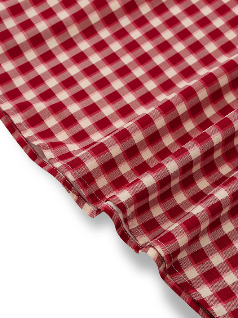 Abito a quadri senza maniche in pizzo rosso anni '50