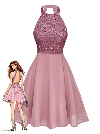 Abito con perline e paillettes patchwork senza maniche anni '50