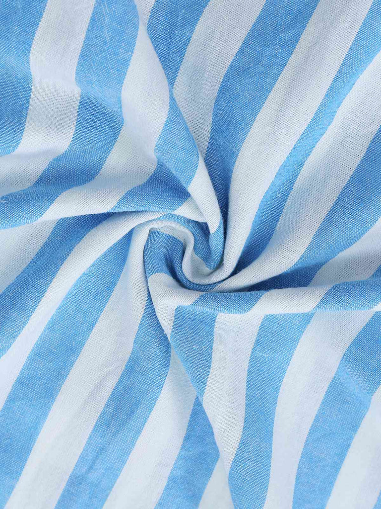 Tuta lunga a righe con spalline sottili e scollo a V blu anni '80