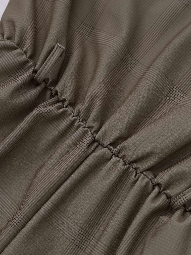 Tuta lunga a quadri con cintura e revers verde anni '30