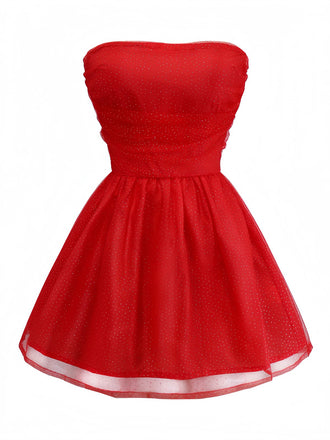 Abito in tulle con lacci sulla schiena e glitter senza spalline anni '60