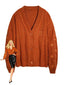 Cardigan con stelle ricamate e scollo a V arancione anni '40