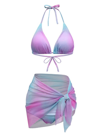 3PCS Bikini sfumato Y2K con scollo all'americana e copricostume