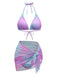 3PCS Bikini sfumato Y2K con scollo all'americana e copricostume