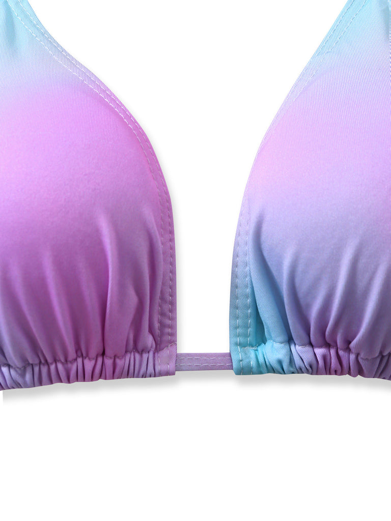3PCS Bikini sfumato Y2K con scollo all'americana e copricostume
