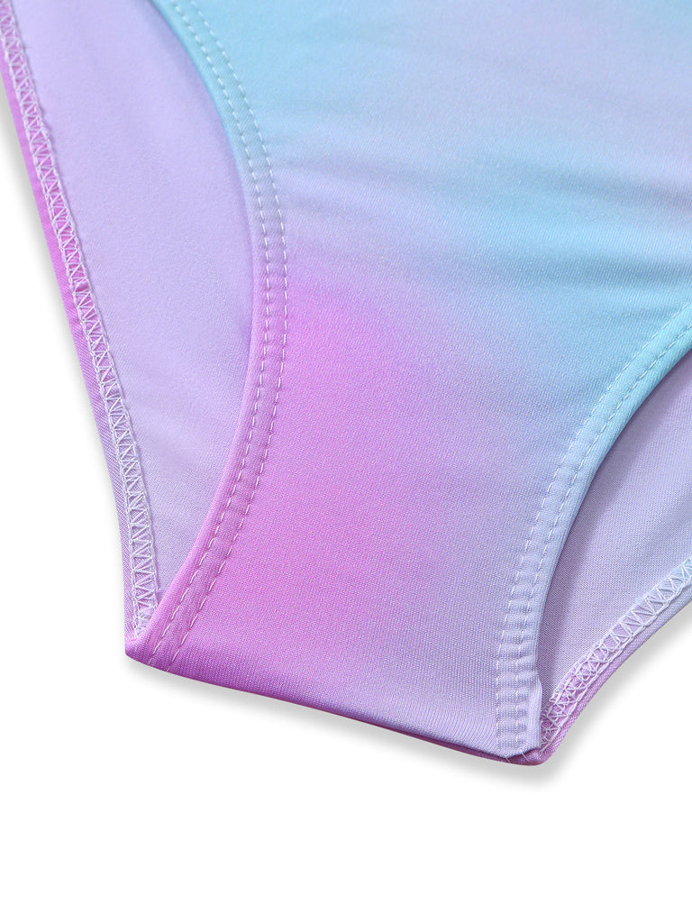 3PCS Bikini sfumato Y2K con scollo all'americana e copricostume