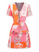 2PCS Top e Gonna Multicolore con Stampa Sirena e Allacciatura Anni '40