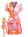 2PCS Top e Gonna Multicolore con Stampa Sirena e Allacciatura Anni '40 3