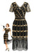 Abito flapper in paillettes con frange e perline anni '20