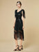 Abito flapper con frange di paillettes e scollo a V anni '20