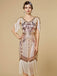 Abito flapper con frange di paillettes e scollo a V anni '20