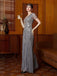 Abito con paillettes e maniche ad aletta in tulle grigio anni '20