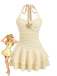 Miniabito Giallo Halter a Strati con Stella Marina in Metallo Anni '60