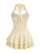 Miniabito Giallo Halter a Strati con Stella Marina in Metallo Anni '60 3