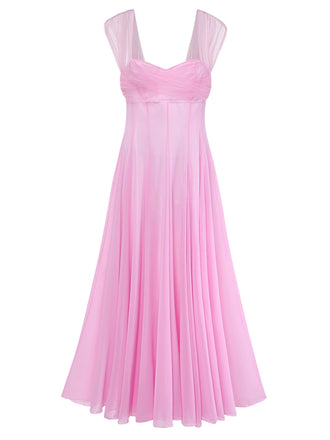 con Scollo Cuore Neck Manica Corta Rete Fishbone Abito Anni '30