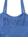 Tuta Lunga Blu in Denim con Spalline Sottili e Arricciatura Anni '50 4