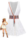 con Scollo V Senza Maniche Boho Miniabito Bianco Anni '70