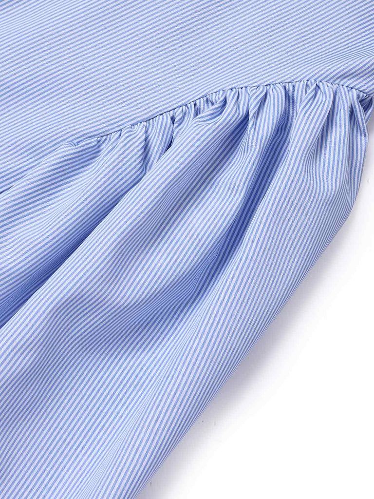 [Prevendita] Abito Vertical Stripe in Pizzo Drop Waist - Blu Anni '50 6