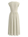 Abito Svasato Beige in Chiffon a Righe con Scollo a Cascata Anni '50 3
