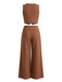 2PCS Gilet con Scollo a V e Pantaloni a Gamba Larga Marrone Anni '40