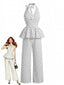 2PCS Top a Pois con Volant e Scollo All'americanae Pantaloni Anni '50