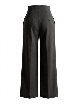 Pantaloni a Gamba Larga Tinta Unita con Incrocio Anni '40 2